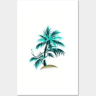 Snake Palms - Light Teal/Mustard Posters and Art